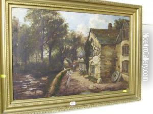 Dunster Mill, Somerset Oil Painting - John Joseph Hughes