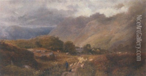 Near Snowdonia, North Wales Oil Painting - George Shalders