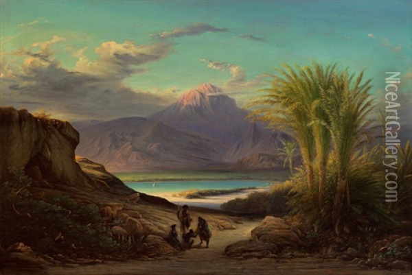 Landschaft Oil Painting - Johann Martin Bernatz
