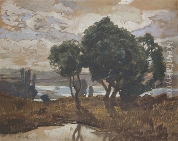 Flooded Valley Oil Painting - Ludwig Dill