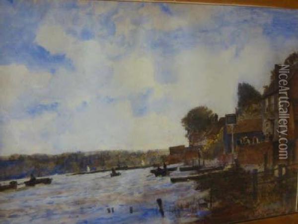 Riverside Buildings Oil Painting - John William Buxton Knight