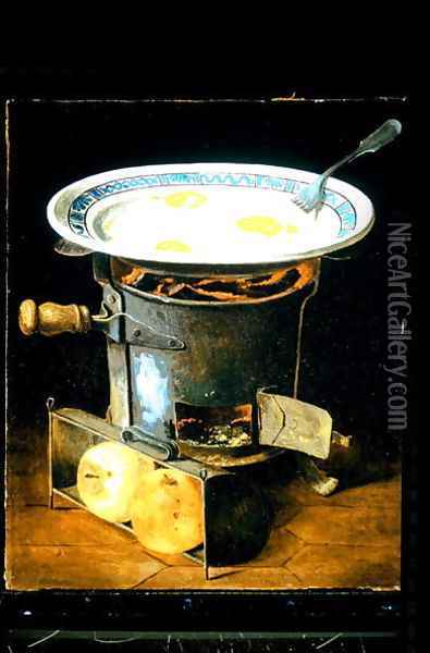 Eggs Cooking on a Stove Oil Painting - Gabriel-Germain Joncherie