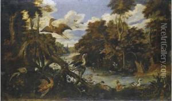 Paesaggio Fluviale Con Volatili Oil Painting - Paul de Vos