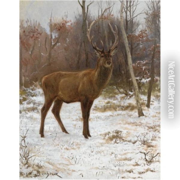 Cerf A Dix Cors Aux Aguets (a Stag With Ten Tynes, On The Watch) Oil Painting - Rosa Bonheur