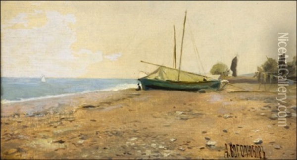 Kalastajavene Rannalla Oil Painting - Aleksei Petrovich Bogolyubov