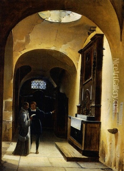 Conversation Dans Une Eglise Oil Painting - Fleury-Francois Richard