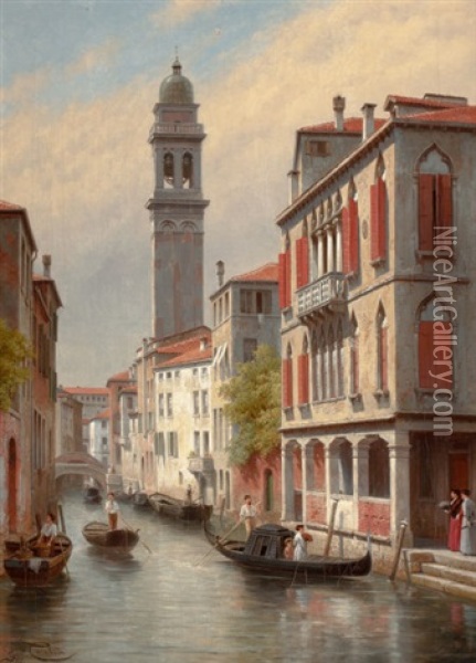 Une Vue A Venise, San Giorgio Dei Greci, Italie Oil Painting - Jacques Francois Carabain