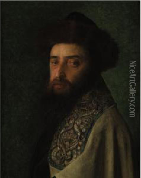 Young Rabbi With Tallith Oil Painting - Isidor Kaufmann