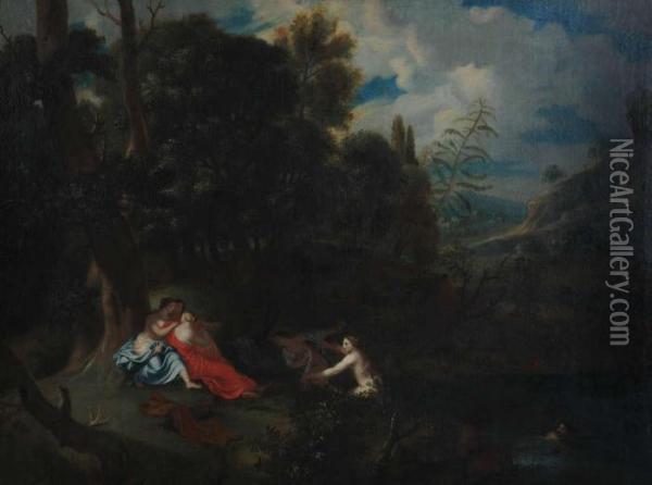 Diana En Nimfen In Landschap Oil Painting - Claude Lorrain (Gellee)