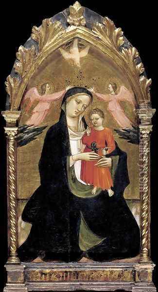 Madonna and Child with Two Angels Oil Painting - Giovanni del Ponte (also known as Giovanni di Marco)