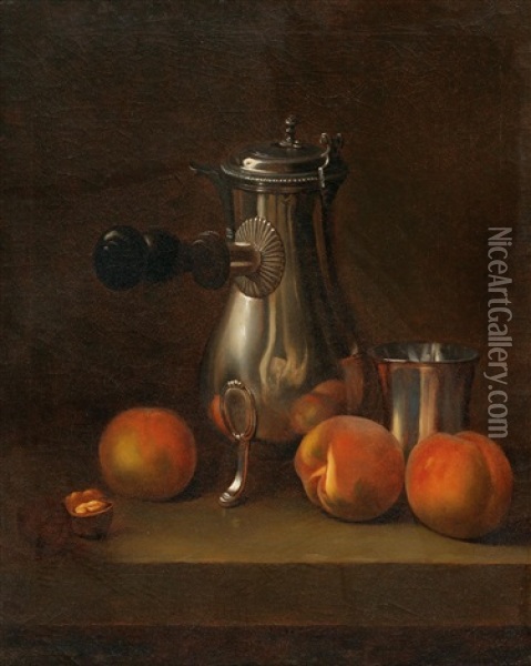 A Still Life With Peaches Oil Painting - Jean Valette-Falgores Penot