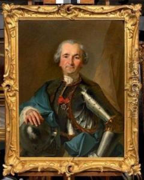 Portrait D'un Membre De La Famille Murinais En Armure Oil Painting - Johann Melchior J. Wyrsch