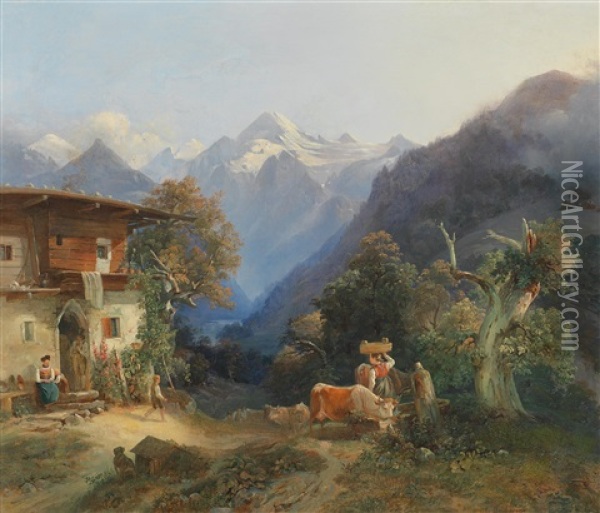 Tiroler Gebirgslandschaft Oil Painting - Franz Barbarini