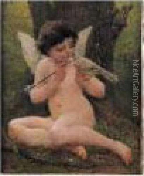 Cupidon A La Tourterelle Oil Painting - Lionel Noel Royer