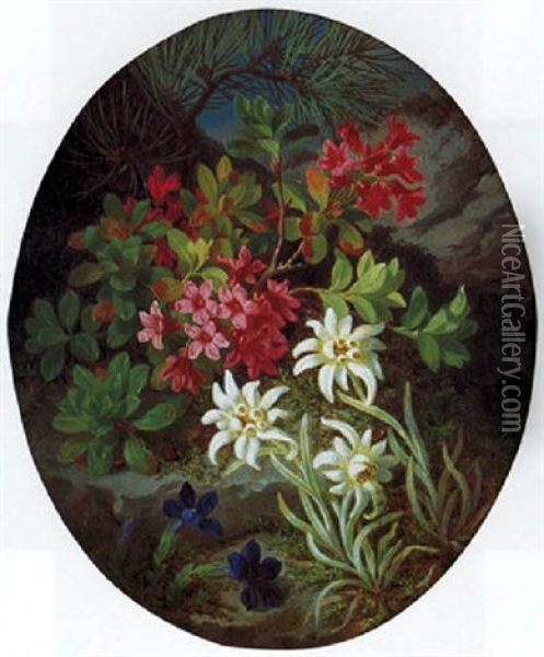 Fleurs De Montagne Oil Painting - Josef Lauer