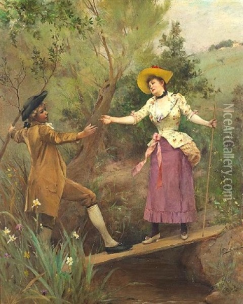 The Helping Hand Oil Painting - Emile Auguste Pinchart