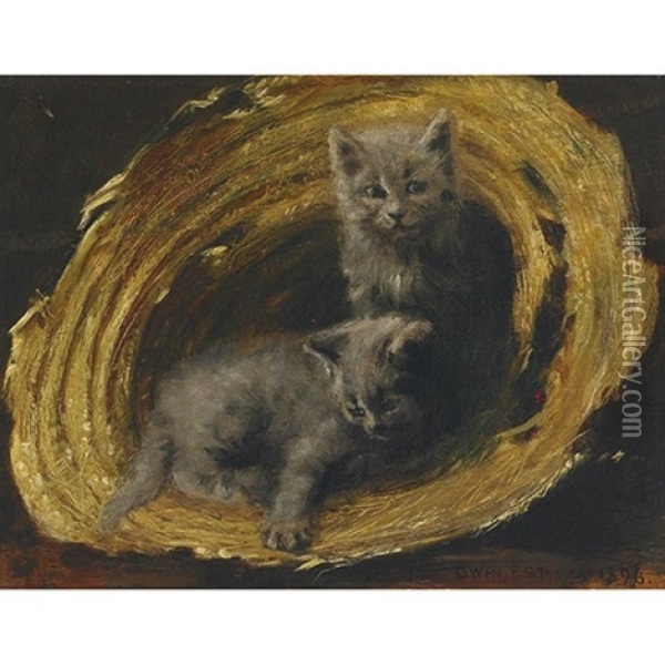 Two Kittens Oil Painting - Owen Staples