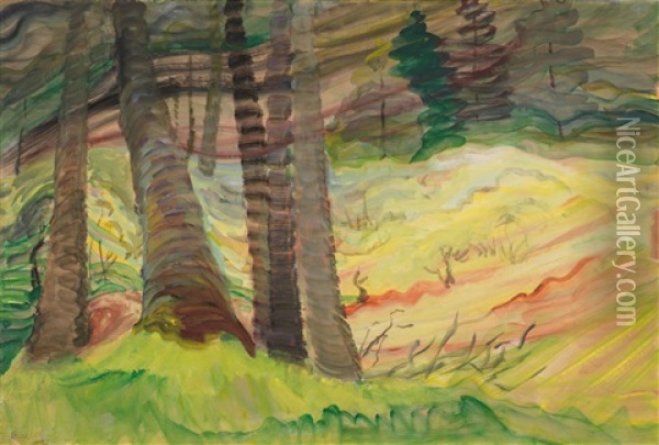 Woodland Interior Oil Painting - Emily Carr