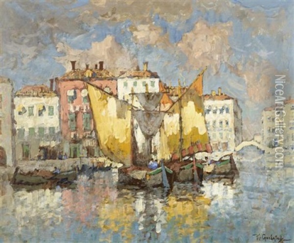 Venezianische Fischerboote Oil Painting - Konstantin Ivanovich Gorbatov