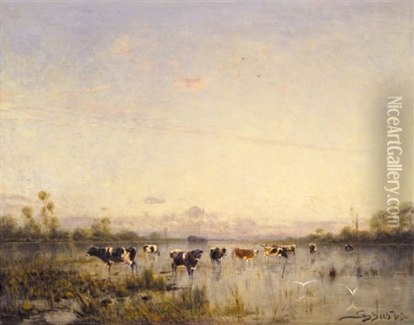 At Dawn Oil Painting - Bela Von Spanyi