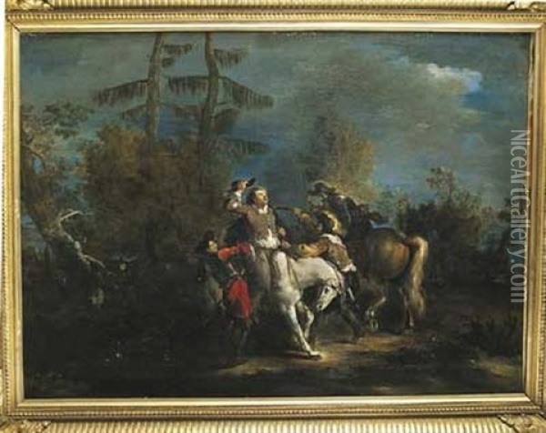 Attaque De Brigands Dans Une Clairiere Oil Painting - Joseph Parrocel
