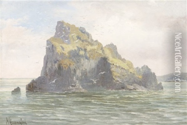 The Mew Stone Rock Off Dartmouth Oil Painting - Michael Hannaford