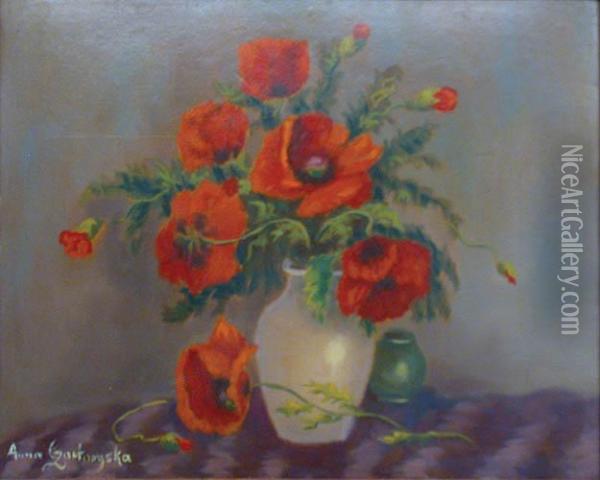 Maki W Wazonie Oil Painting - Anna Z Sapiehow Ks. Czartoryska