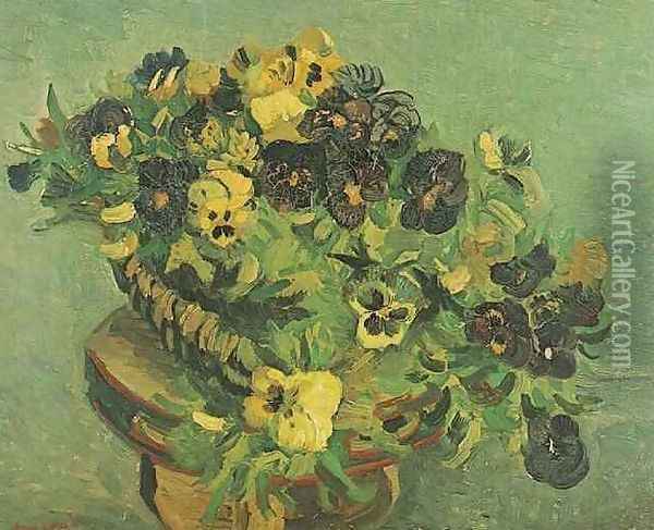 Tambourine With Pansies Oil Painting - Vincent Van Gogh