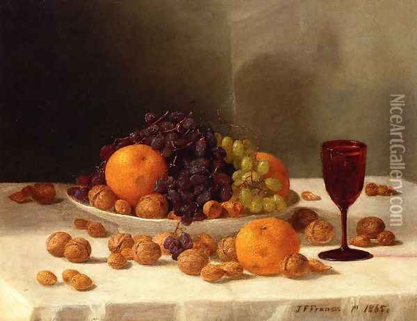 Still Life with Fruit and Nuts Oil Painting - John Defett Francis