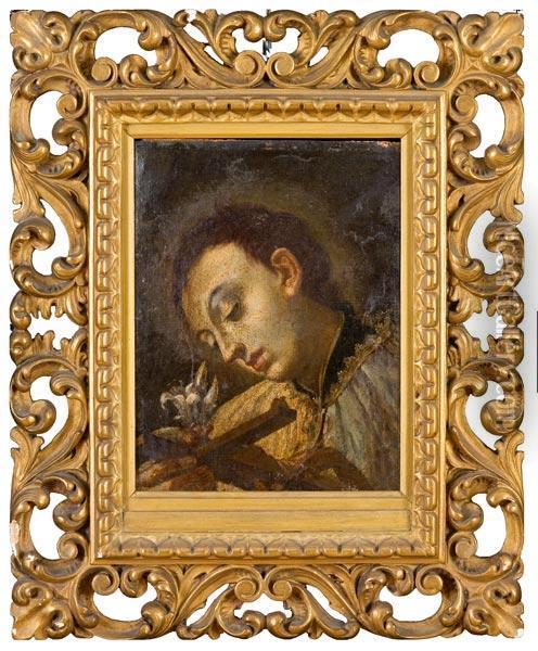 San Luigi Gonzaga Adora La Croce Oil Painting - Ettore Romano