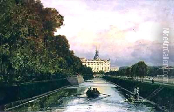 View of the Lebyazhyeva Canal looking towards the Mikhailovsky Palace, St. Petersburg Oil Painting - Aleksei Petrovich Bogolyubov