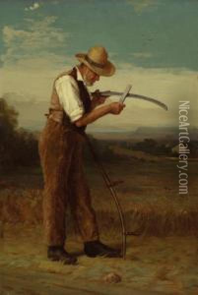 Man With Sythe Oil Painting - George Henry Story