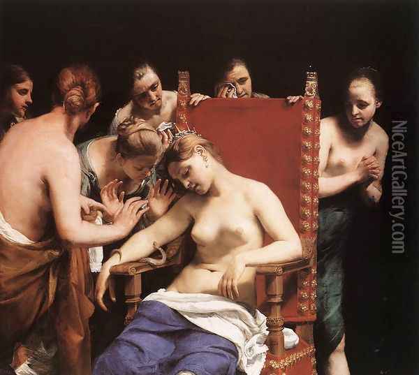 The Death of Cleopatra 1658 Oil Painting - Guido Cagnacci