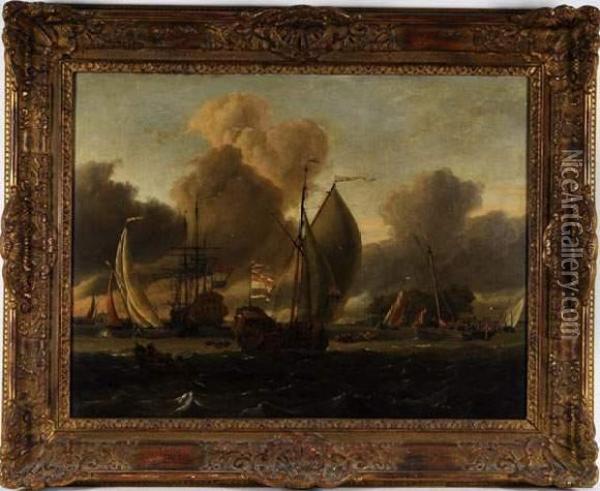 Jansz Storck,, Attr. A, Marine Oil Painting - Abraham Storck