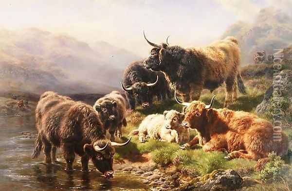 Highland Cattle Oil Painting - William Watson