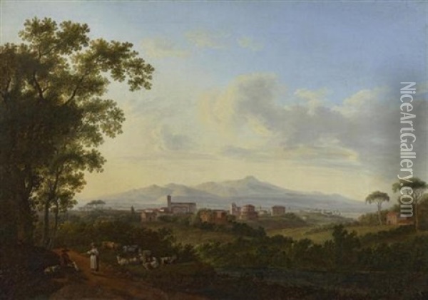 Landschaft Mit Motiven Der Stadt Rom Und Laziums Oil Painting - Jacob Philipp Hackert