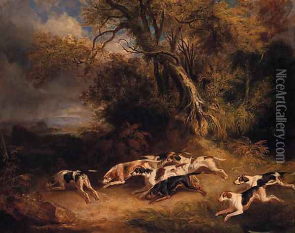 Running Hounds Oil Painting - William Webb