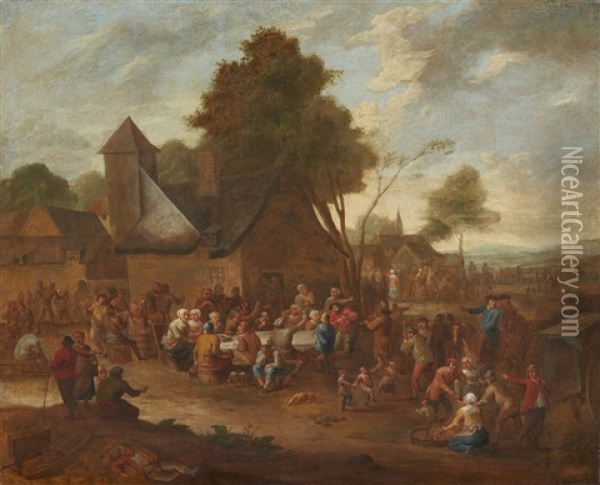Peasant Festivities In A Village Oil Painting - Joost Cornelisz. Droochsloot