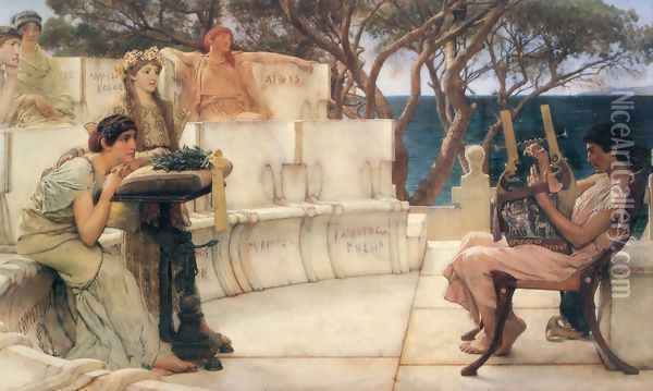 Sappho And Alcaeus 1881 Oil Painting - Sir Lawrence Alma-Tadema