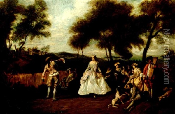The Coquettish Dance In The Woods (schoferszene) Oil Painting - Nicolas Lancret