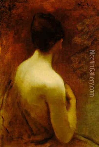 Study Of A Woman From The Back Oil Painting - Francois Nicolas Augustin Feyen-Perrin