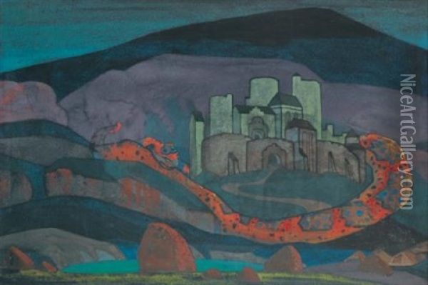 The Doomed City Oil Painting - Nikolai Konstantinovich Roerich