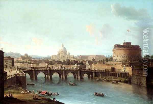 Rome View of the Tiber Oil Painting - Antonio Joli