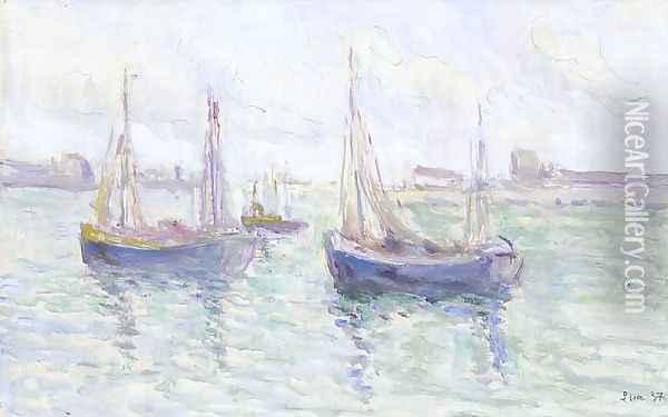 Boats in port Oil Painting - Maximilien Luce