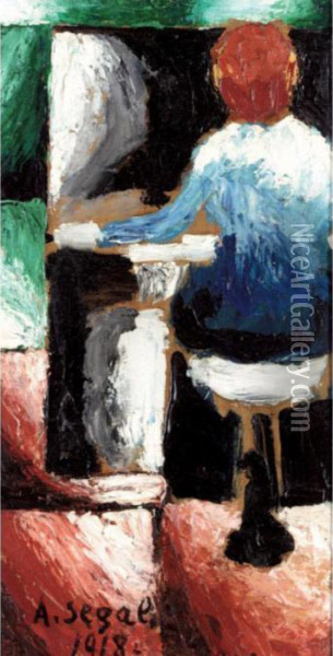 Femme Au Piano Oil Painting - Arthur Segal