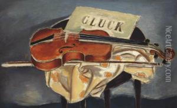 Still Life With Violin Oil Painting - Bernard Meninsky