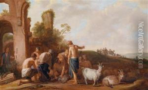 Joseph Wird Von Seinen Brudern Verkauft Oil Painting - Claes Cornelisz Moeyaert