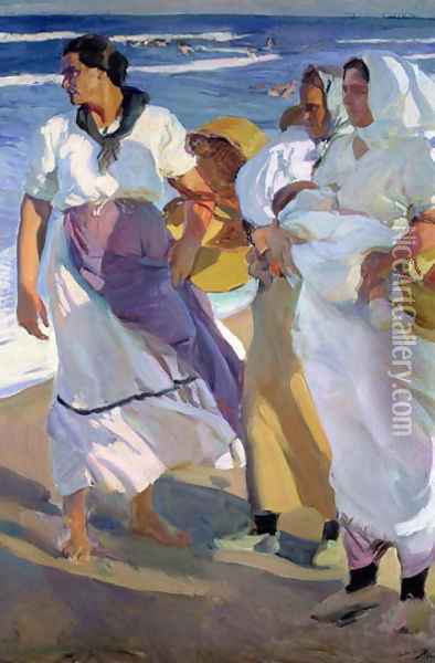 Valencian Fisherwomen, 1915 Oil Painting - Joaquin Sorolla Y Bastida