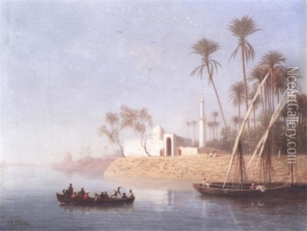 Vue De Boulak Pres Du Caire Oil Painting - Charles Theodore (Frere Bey) Frere