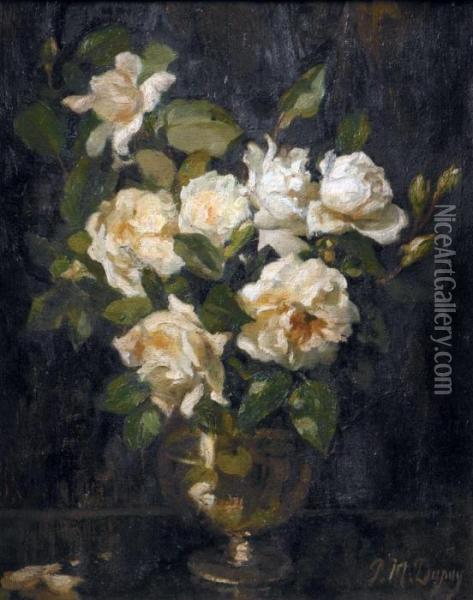 Bouquet De Roses Blanches Oil Painting - Paul Michel Dupuy